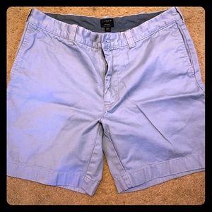 J Crew 7” Reade khaki blue shorts. 33” waist
